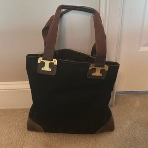 Tory Burch large canvas/leather tote